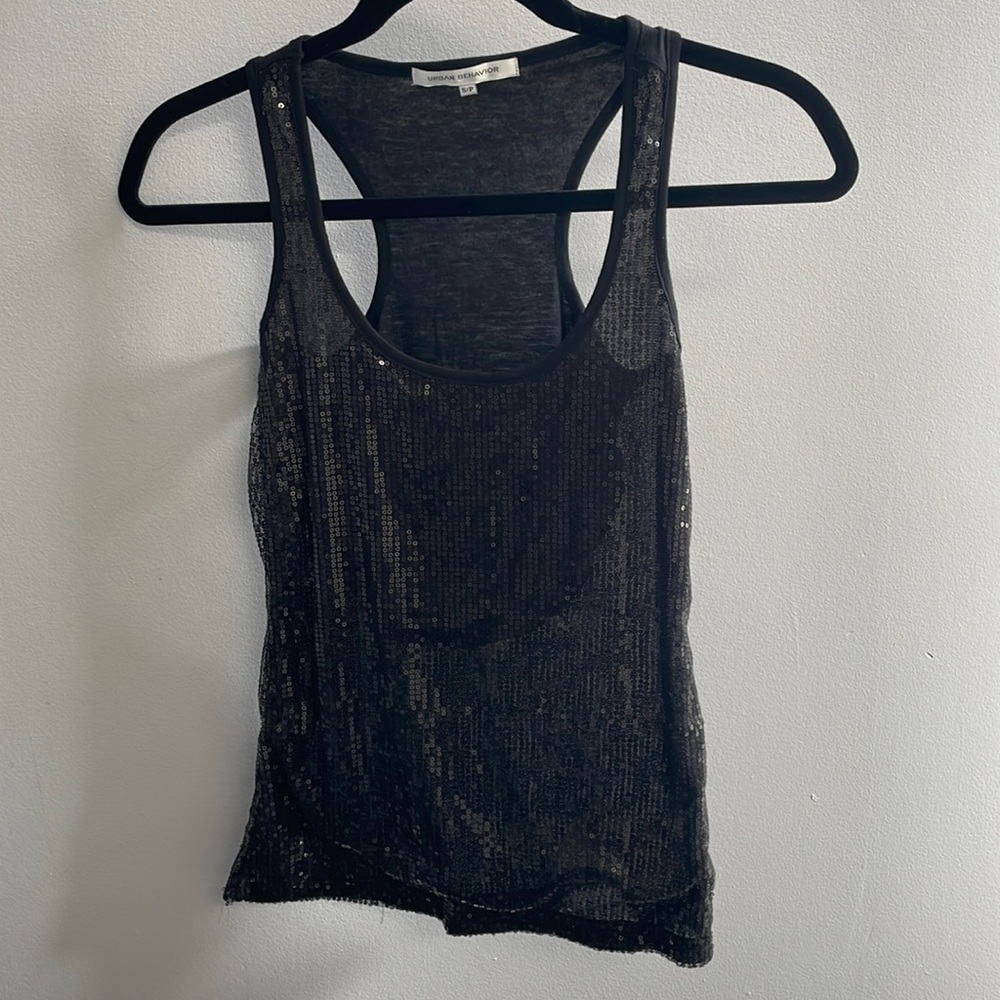 Urban Behavior Sequined Tank Top (Black, Size Small)
